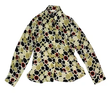 Max Studio Shirt Womens Large 100% Silk Geometric Button Casual Long Sleeve Top