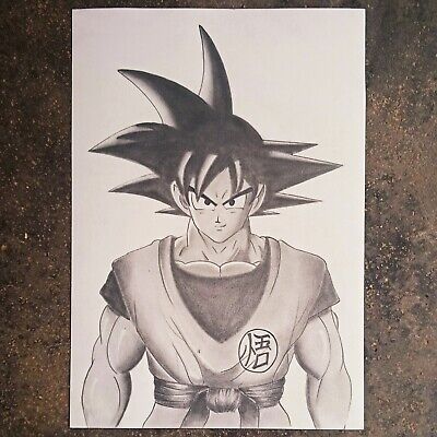 Original Goku Super Hero Portrait Anime Cartoon pencil Drawing A4 Art