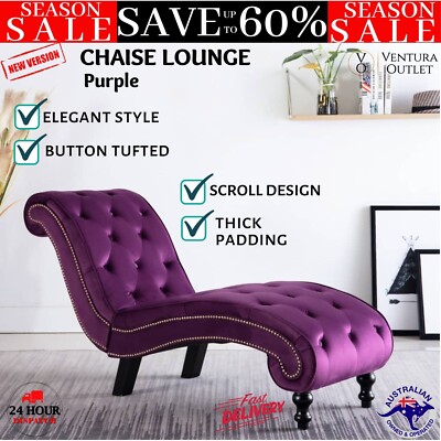 vidaXL Chaise Lounge Purple Velvet Bedroom Daybed Sun lounger