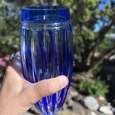 HOYA Crystal With Blue Columns Vase | eBay