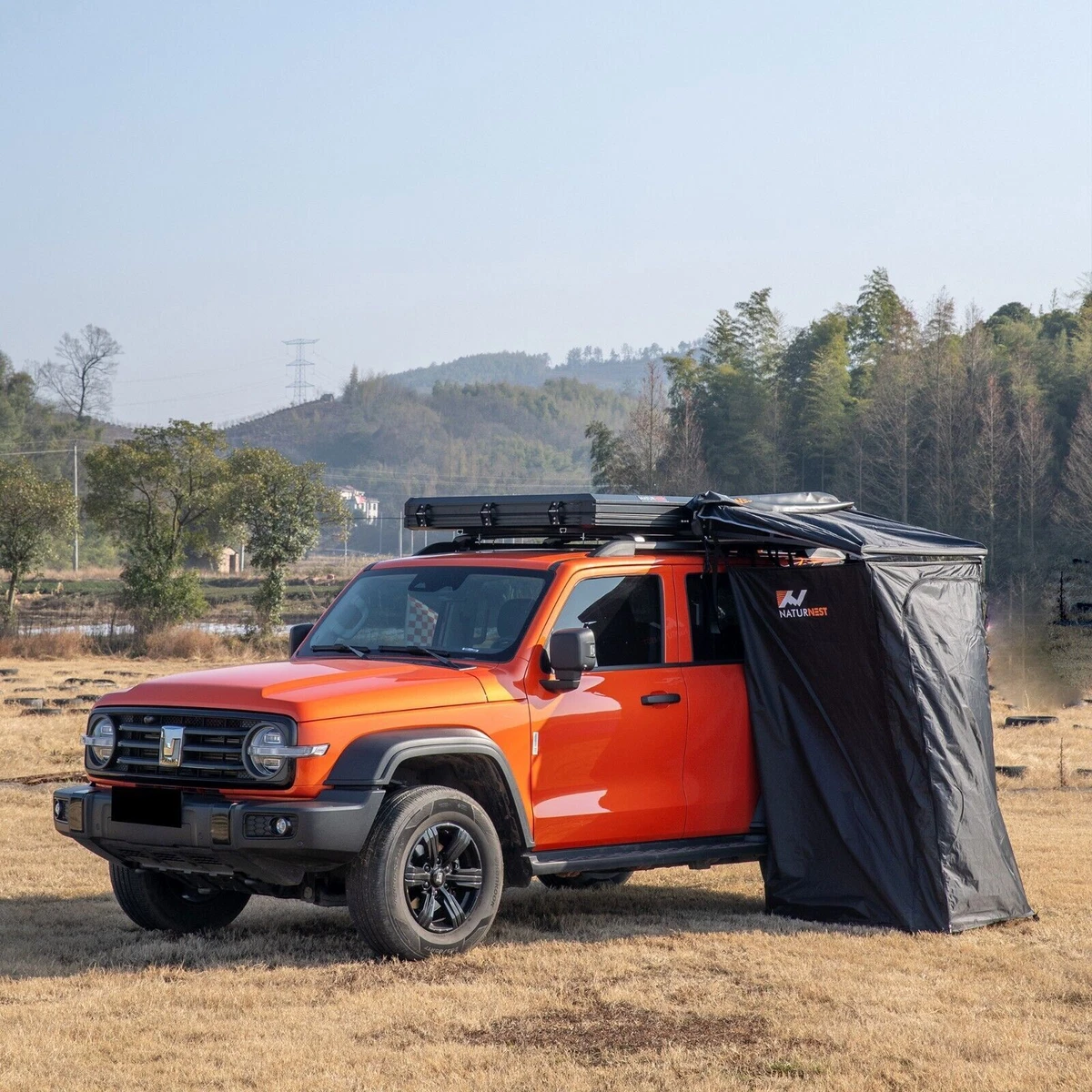 Awning top shower tent