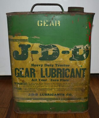 Vintage J-D-D JD Heavy Duty Farm Tractor John Deere 2 Gallon Advertising Oil Can