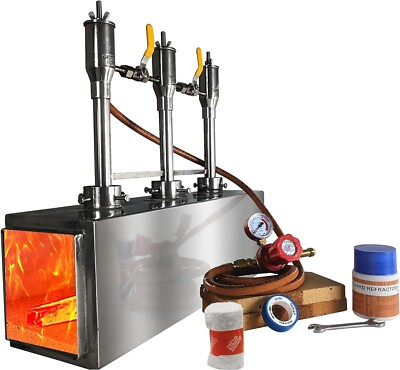 Propane Gas Forge Triple Burner - 2600F Blacksmithing Forge - Stainless Steel