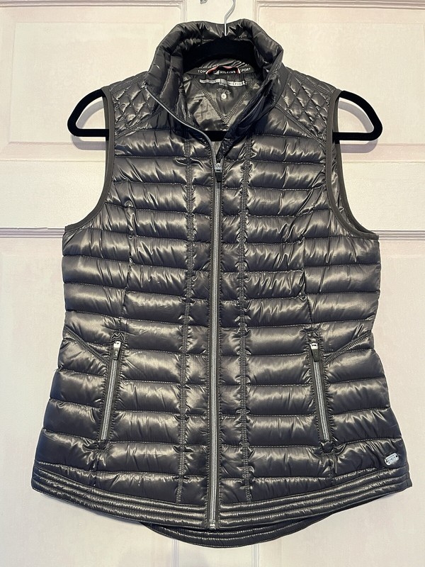 Women’s Tommy Hilfiger Silver Gray Sport Down Puffer Vest Size Small Lightweight