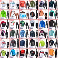 Men Winter Cycling Jersey Bib Pants Set Thermal Fleece Bike Outfits Bicycle Wear
