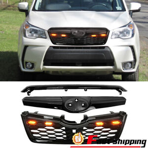 For 2014-18 15 16 17 Subaru Forester STI-Style Front Upper Grille Grill w/Lights