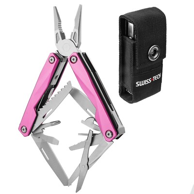 Swiss+Tech Multifunktionszange 16-in-1 Faltbare Multitool Werkzeug Edelstahl Mul