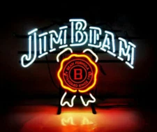 Jim Beam Whiskey Ribbon 20"x16" Neon Sign Light Lamp Bar Beer Club Real Glass