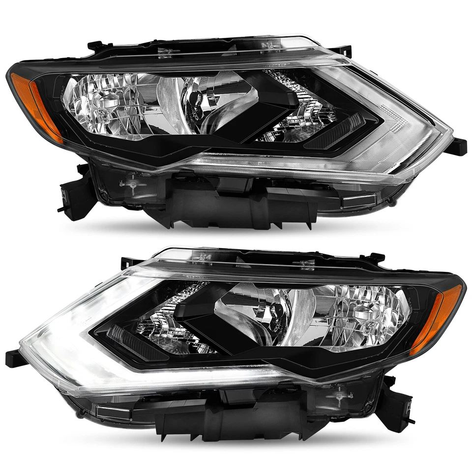 2Pcs LED DRL Headlights For 2017-2019 Nissan Rogue Halogen Headlamps LH+RH Pair Foto 3 de 4
