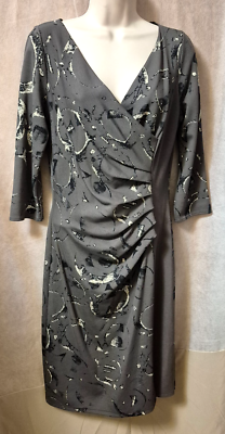 Elana Kattan "Leah" Women's Stretch Knit Dress, V-Neck, Ruched, Size L -  EUC | eBay