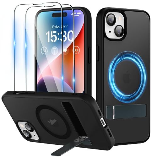 Niunisi Magnetic Case for iPhone 15 Case with Stand Slim Kickstand with Scree...-image