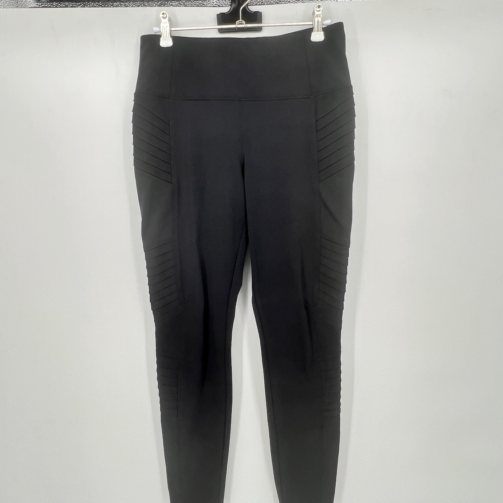 Athleta Delancey Moto Tight Legging Black Compression Pull On Zipper