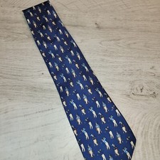 Lauren Ralph Lauren Silk Tie Navy Blue Golf Golfer VGC Made in USA Preowned