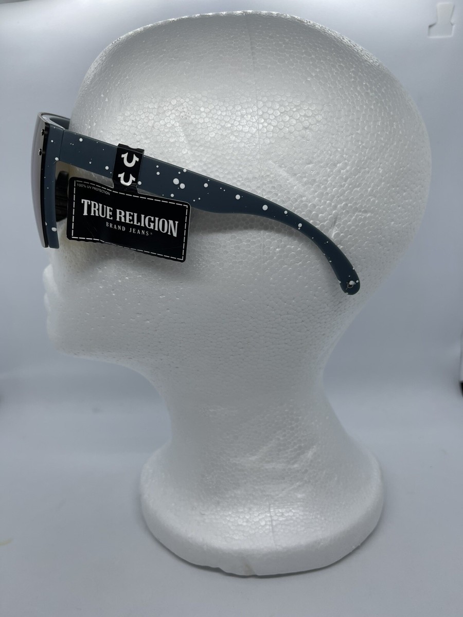 NWT True Religion Splatter Shield Unisex Sunglasses TRUE RELIGION Shield Rimless Sunglasses Acetate Gray  main image 2