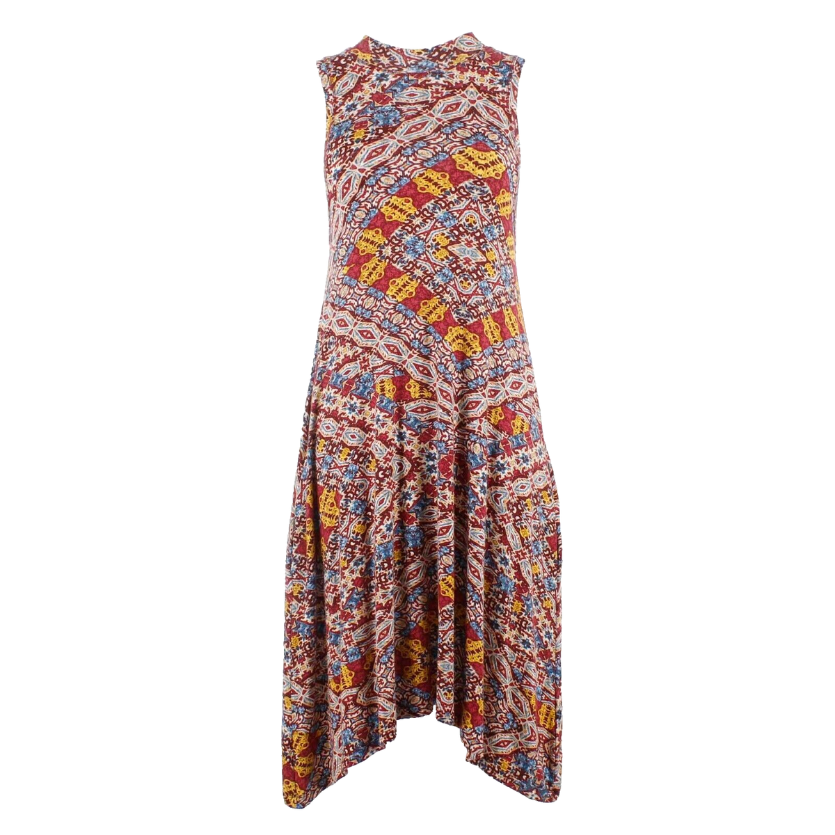 Maeve Sz XS Burgundy Multi Handkerchief Hem Rayon Spandex Dress | eBay