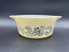 Pyrex Homestead Tan and Blue Casserole Dish 475-B 2.5QT Vintage
