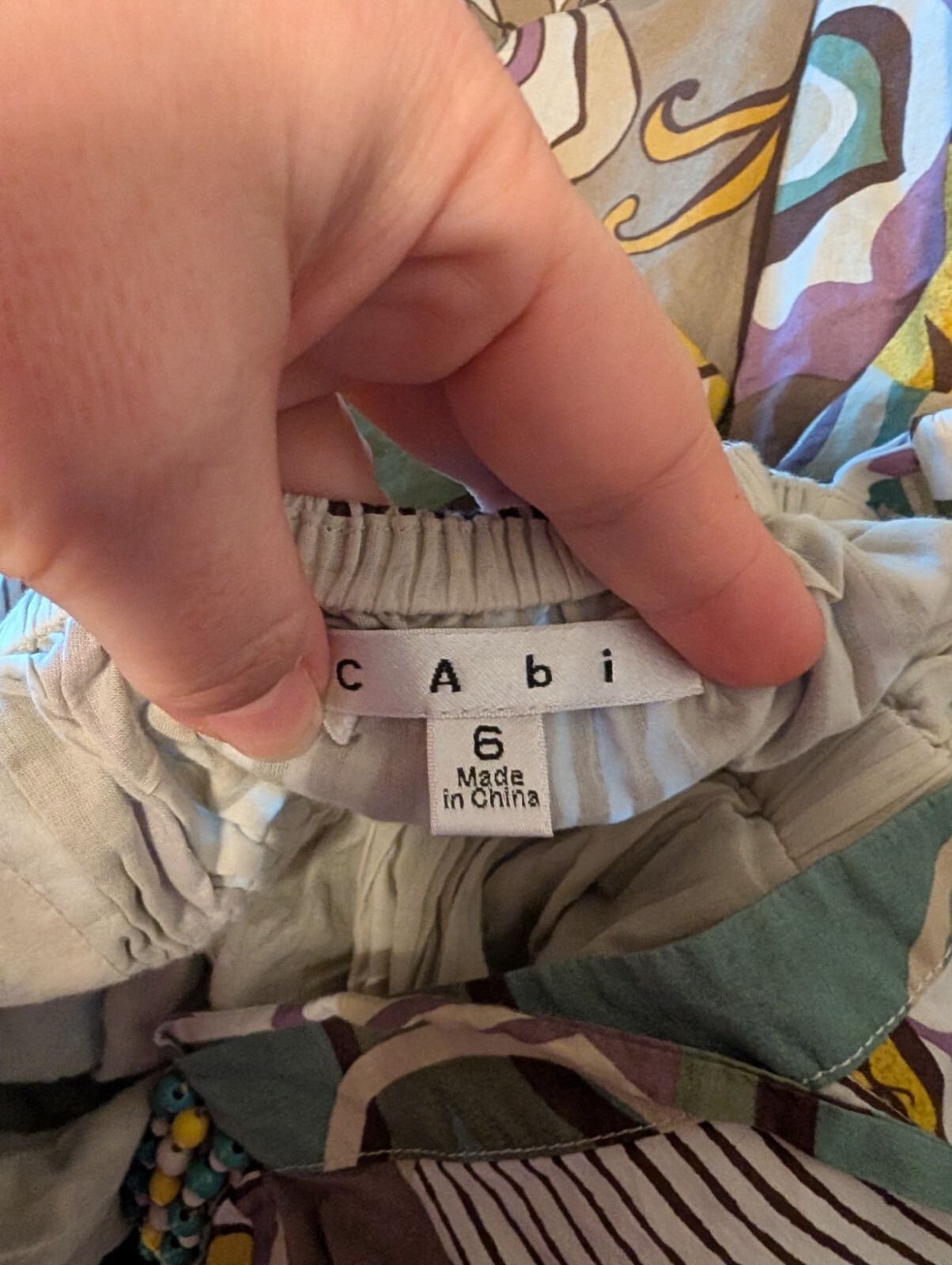 Cabi Multicolor Patchwork Print Beaded Lined Sund… - image 3