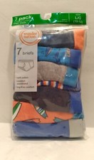 Wonder Nation BOYS BRIEFS 7 PACK Sharks Fish Solids 100 Cotton Large 10-12 NEW 