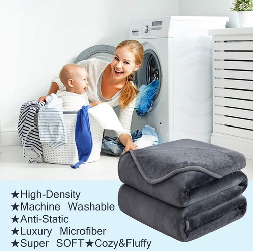 Beautifully Soft Dark Grey Twin Fleece Blanket 66"x90" - Machine Washable & Cozy - Picture 12 of 12