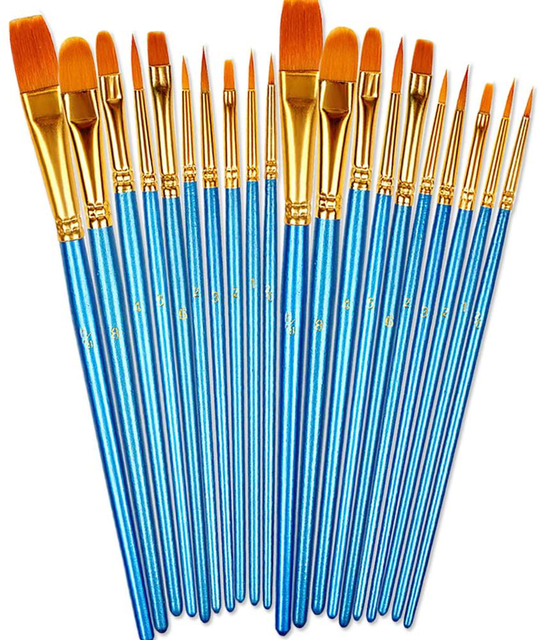 BOSOBO Paint Brushes Set, 2 Pack 20 Pcs Round Pointed Tip Paintbrushes Nylon Hai  eBay