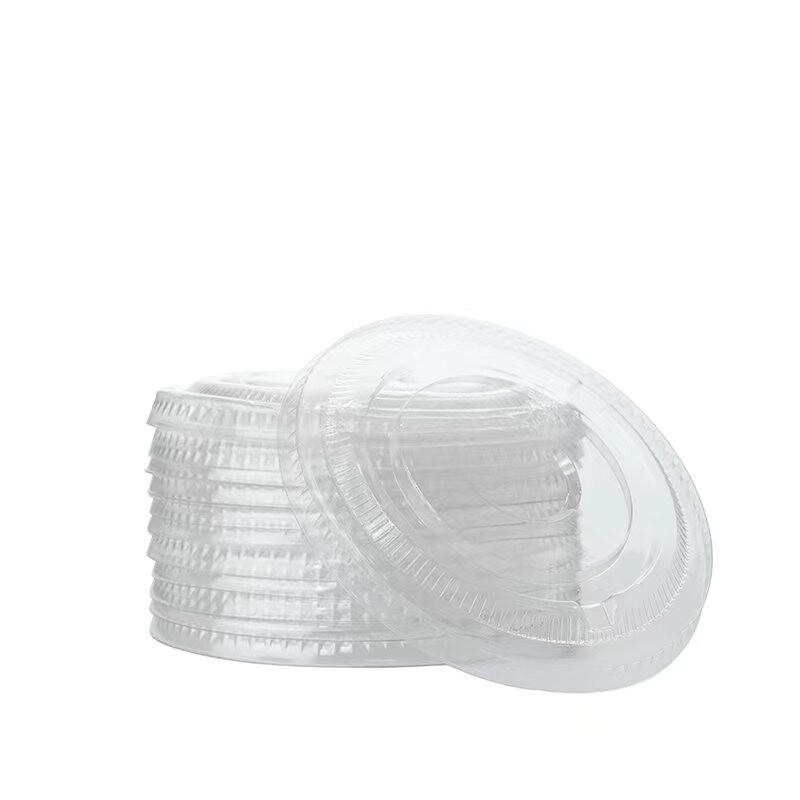 Durameg Large Party Plastic Cups with Straw-Slot Flat Lids 16 oz 100 Count - Crystal Clear Disposable Party Cups