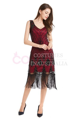 Deluxe Ladies 20s 1920s Roaring Flapper Costume Sequin Gatsby 20's Fancy Dress - Picture 3 of 12