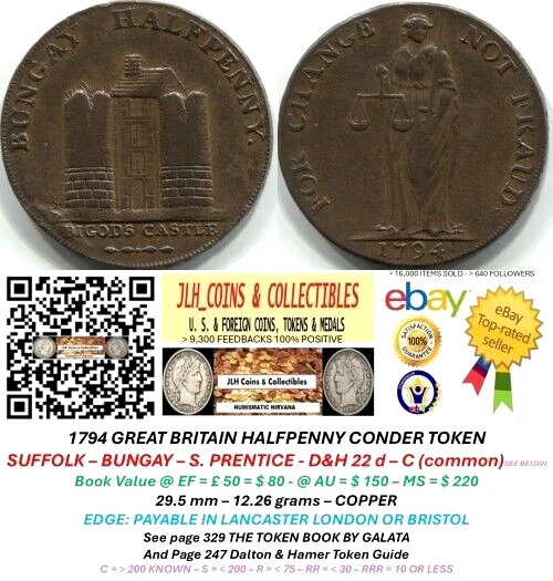 エリザベス1世1794年 イギリス チチェスター ハーフペニー トークン