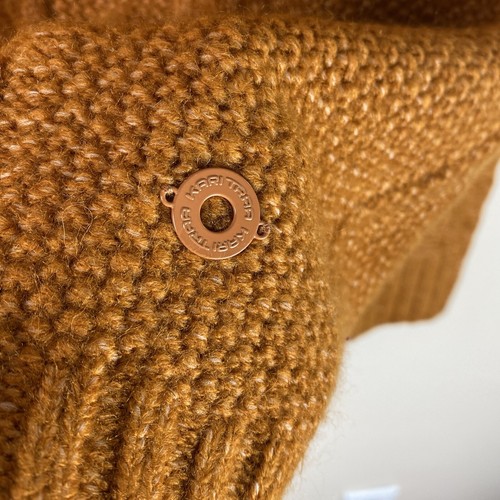 Kari Traa M Cable knit Sweater turtleneck Pullover Wool Fisherman Orange Lid - Picture 5 of 7