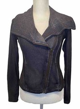 Athleta Lightweight Zip Moto Jacket Distressed Gray Asymmetrical Size XS