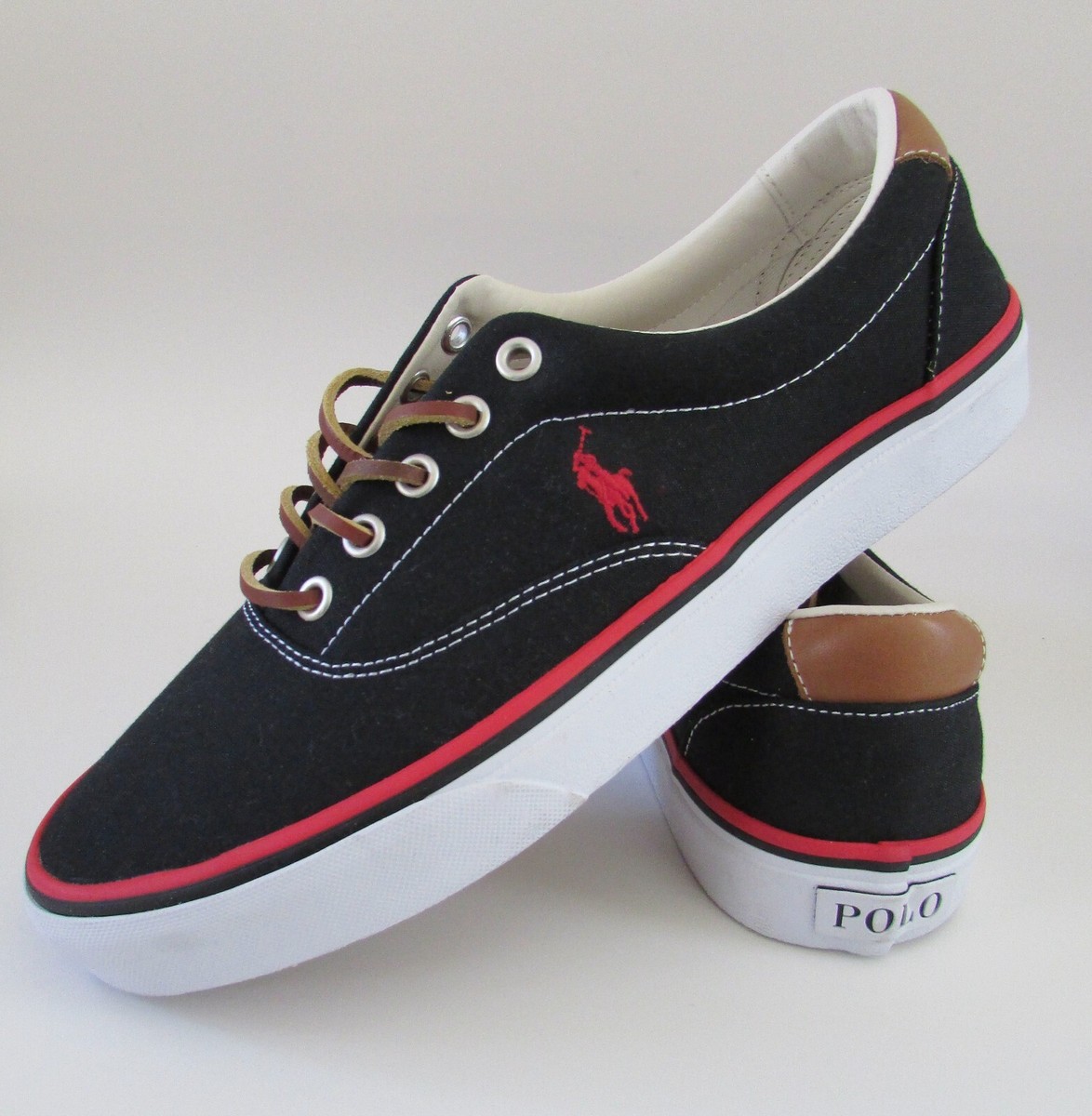 Ralph Lauren Polo Black Keaton Pony Sneakers Sz 9 NWOB | eBay