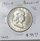 1951 S Ben Franklin Silver Half Dollar 50C #RH4