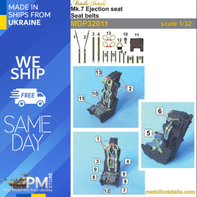 Metallic Details MDP32011 1/32 Mk7 Ejection seat seat belts