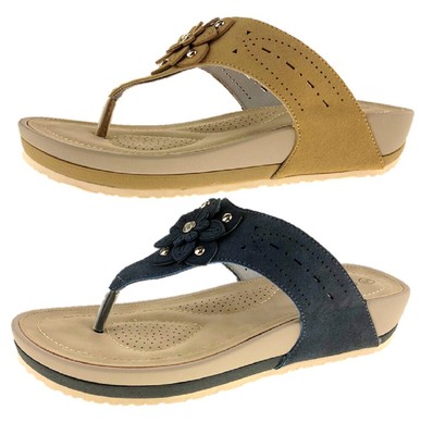 low wedge toe post sandals