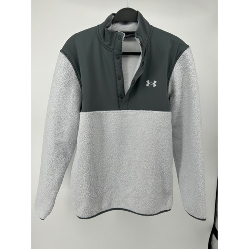 Under Armour Golf Mens Sherpa Fleece 1/4 Snap Pullover Jacket Gray Medium