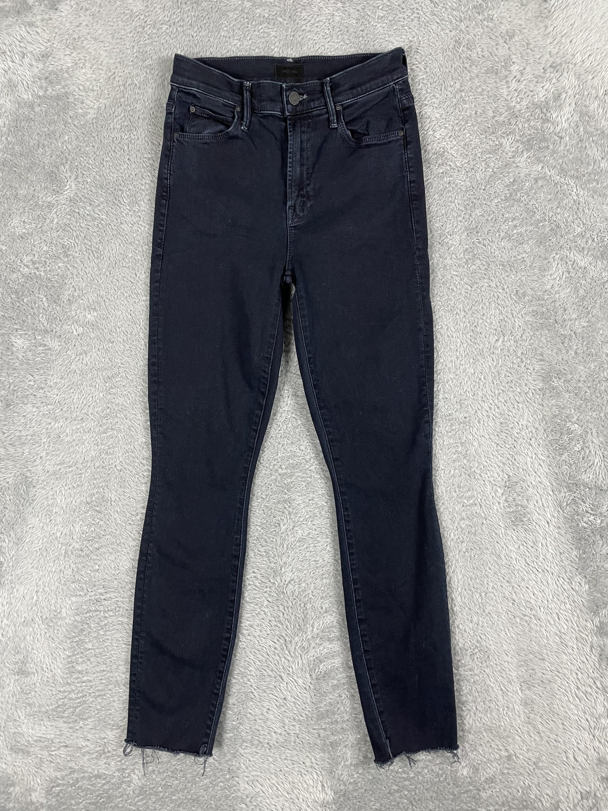 Mother Jeans Womens 24 Black The Stunner Zip Two Step Fray Skinny USA