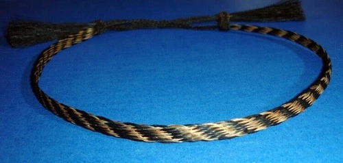 Western Decor Cowboy HAT BAND 3 Strand Brown/Black Horsehair Double Tassel