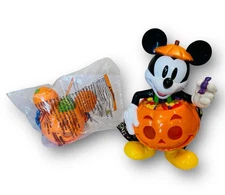 Disney Halloween Mickey Pumpkin Light Up Popcorn Bucket & Sipper - New