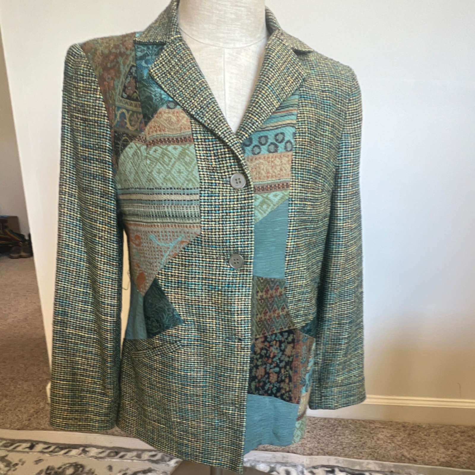 Canvasbacks Patchwork Multicolor Silk Blend Blaze… - image 14