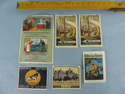 Lot 6 stamps advertising vignettes LEIPZIG LEO'S HANSI 1913 1914 Reklamemarke