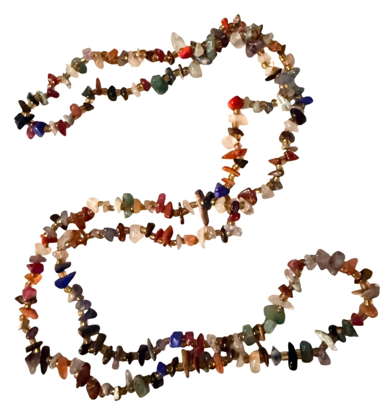 Multi Gemstone Polished Beaded Chip Necklace 35" … - image 2