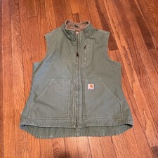 CARHARTT WV001 US Women s Medium Tea Leaf Green Mock Neck Sherpa Lined Vest