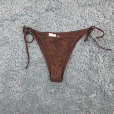 Aerie Bikini Swim Bottom Womens Large Brown Cheekiest Tie Side Lace Floral NWT