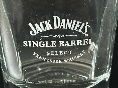 Jack Daniels Etched Single Barrel Select Square Rocks Glass Heavy 15.1 oz