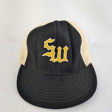 Vintage Reynolds SW Logo Pro Baseball Trucker Hat Snapback Cap Made in USA S-M