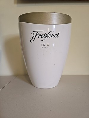 Vtg MCM Style Promotion Freixenet White&Gold Plastic Wine Bottle Ice Bucket HTF
