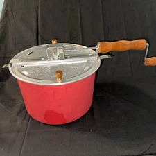 The Genuine Whirley Pop Popcorn Maker- Aluminum Stovetop Popper, Wood Hand Crank