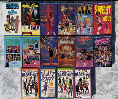 Lot of 16 Richard Simmons VHS Exercise Tapes  Tonin', Sweatin' Blast-Off 1991-01