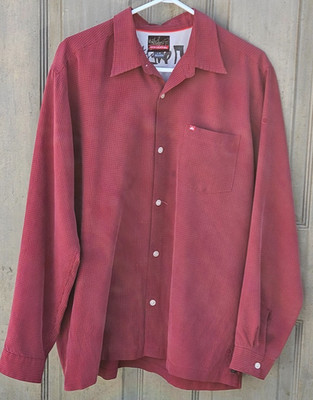 Men's Quicksilver Button Up Long Sleeve Shirt - Lg - Maroon - Free Shipping