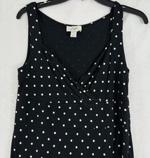 Ann Taylor LOFT Dress 6 Black White Polka Dot Jersey Knit Womens