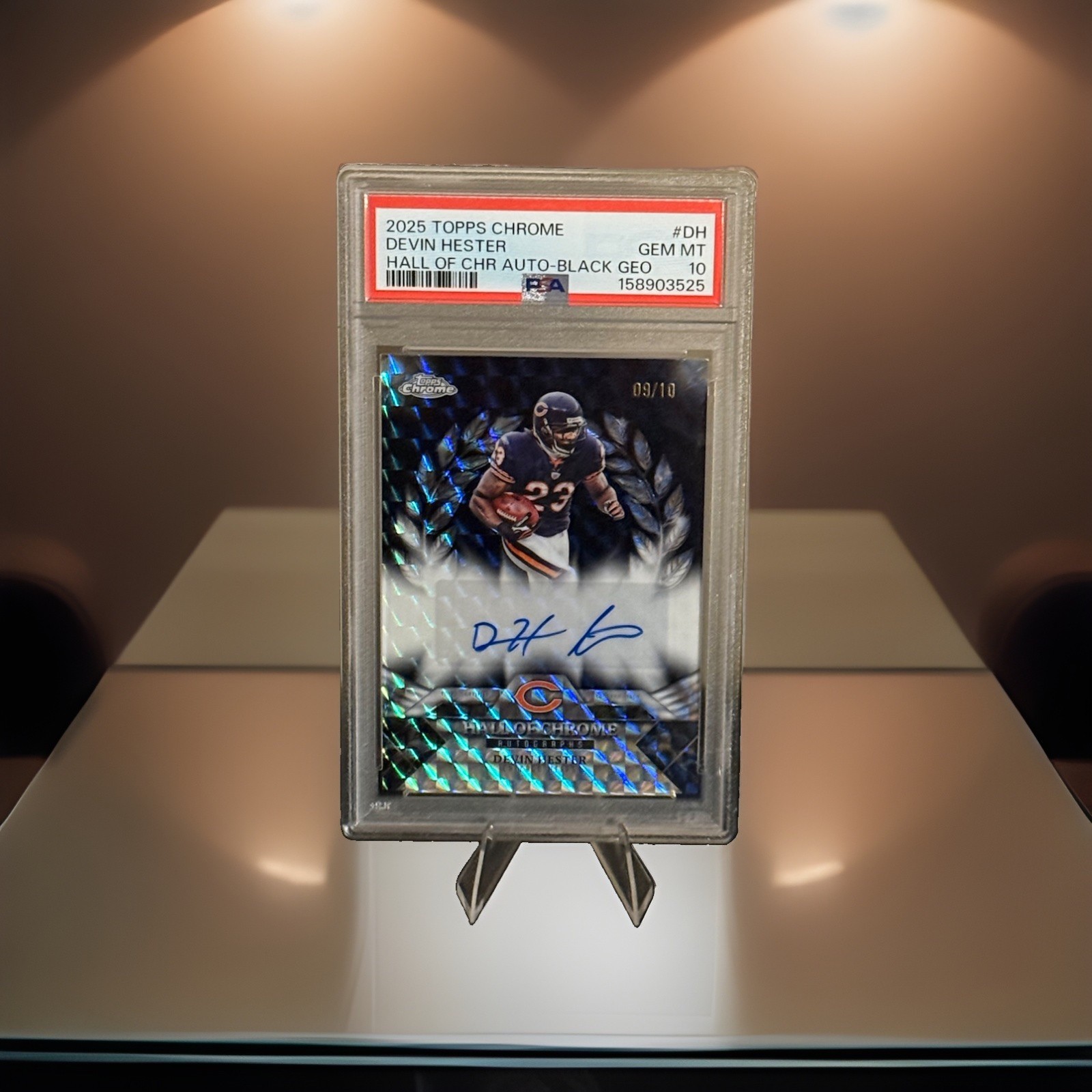 π₯2025 Topps Chrome Devin Hester Hall of Chrome Black Auto /10 PSA 10 Pop 1π view 1